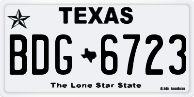 TX license plate BDG6723