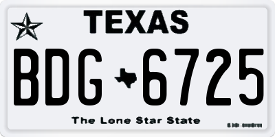 TX license plate BDG6725