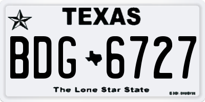 TX license plate BDG6727