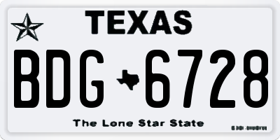 TX license plate BDG6728