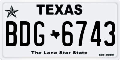 TX license plate BDG6743