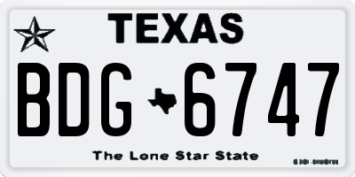TX license plate BDG6747