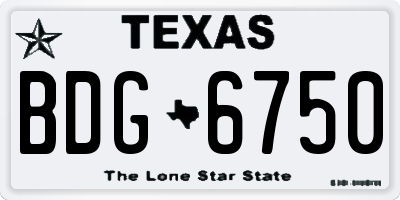 TX license plate BDG6750