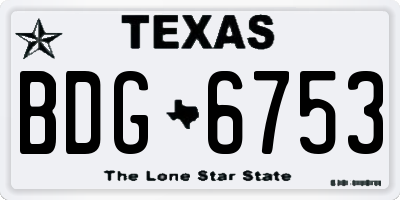 TX license plate BDG6753