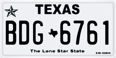 TX license plate BDG6761