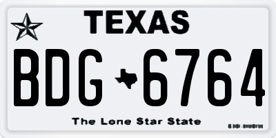 TX license plate BDG6764