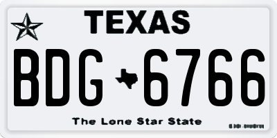 TX license plate BDG6766
