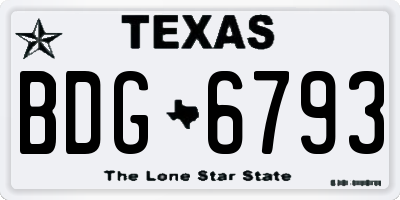 TX license plate BDG6793