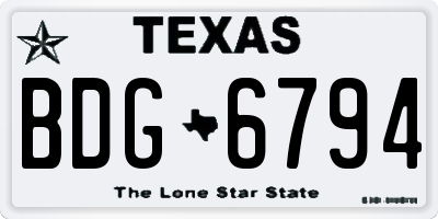 TX license plate BDG6794