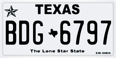 TX license plate BDG6797