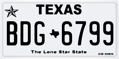TX license plate BDG6799