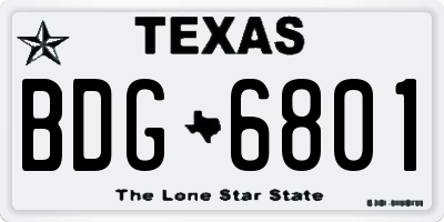 TX license plate BDG6801