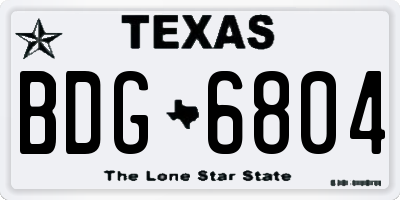TX license plate BDG6804
