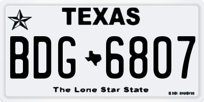 TX license plate BDG6807