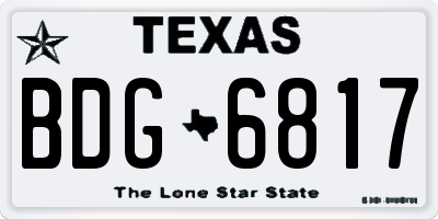 TX license plate BDG6817