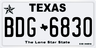 TX license plate BDG6830