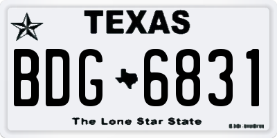 TX license plate BDG6831