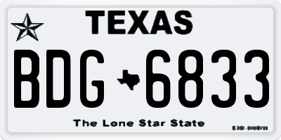 TX license plate BDG6833