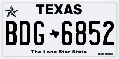 TX license plate BDG6852