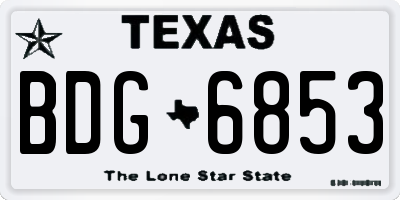 TX license plate BDG6853