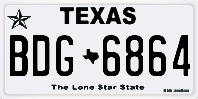TX license plate BDG6864