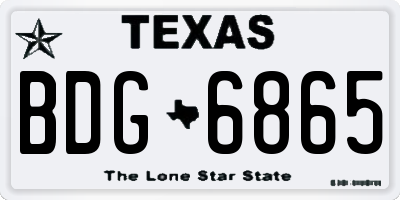 TX license plate BDG6865