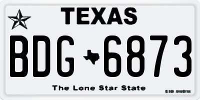 TX license plate BDG6873