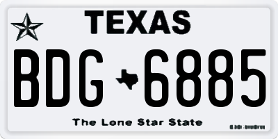 TX license plate BDG6885