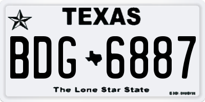 TX license plate BDG6887