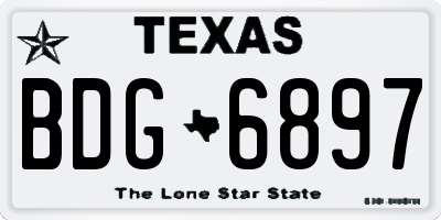 TX license plate BDG6897