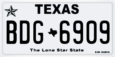 TX license plate BDG6909
