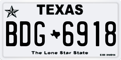 TX license plate BDG6918