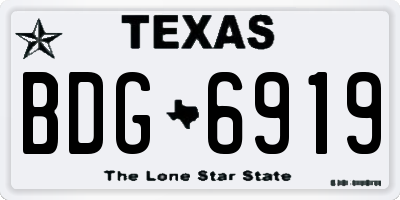 TX license plate BDG6919
