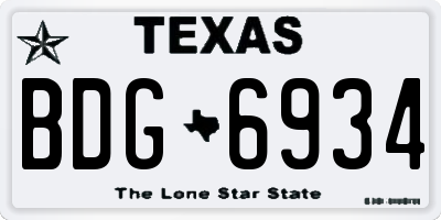 TX license plate BDG6934