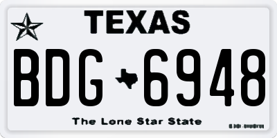 TX license plate BDG6948