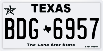 TX license plate BDG6957