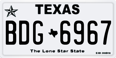 TX license plate BDG6967