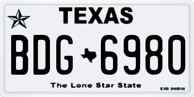 TX license plate BDG6980
