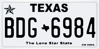 TX license plate BDG6984