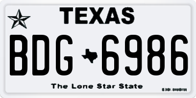 TX license plate BDG6986