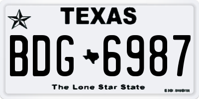 TX license plate BDG6987