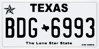 TX license plate BDG6993