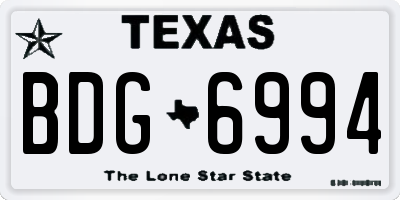 TX license plate BDG6994