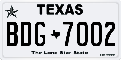 TX license plate BDG7002
