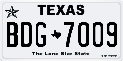 TX license plate BDG7009