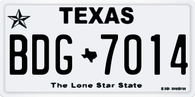 TX license plate BDG7014