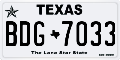 TX license plate BDG7033