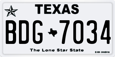 TX license plate BDG7034