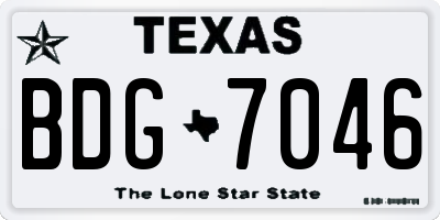 TX license plate BDG7046