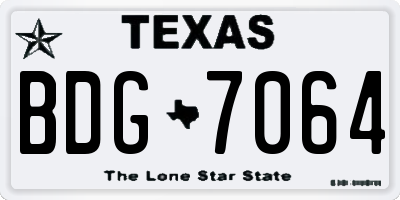 TX license plate BDG7064